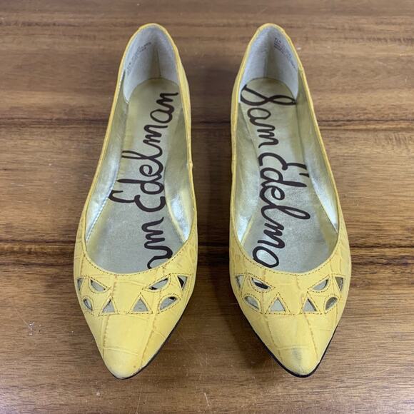 Sam Edelman Delancey Yellow Crocodile Pointy Toe Flat 
Size 6.5 - Picture 1 of 8
